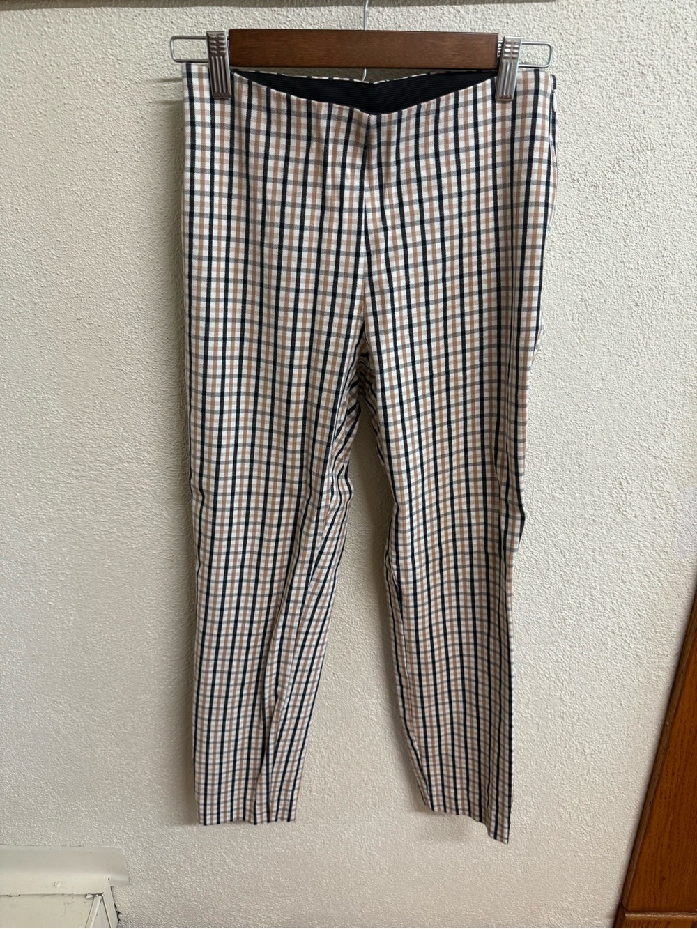 Beige and Black Plaid Pants
